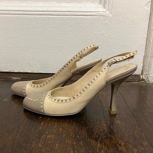 Michele Perry Two-Toned "Brogue" sling-back heels